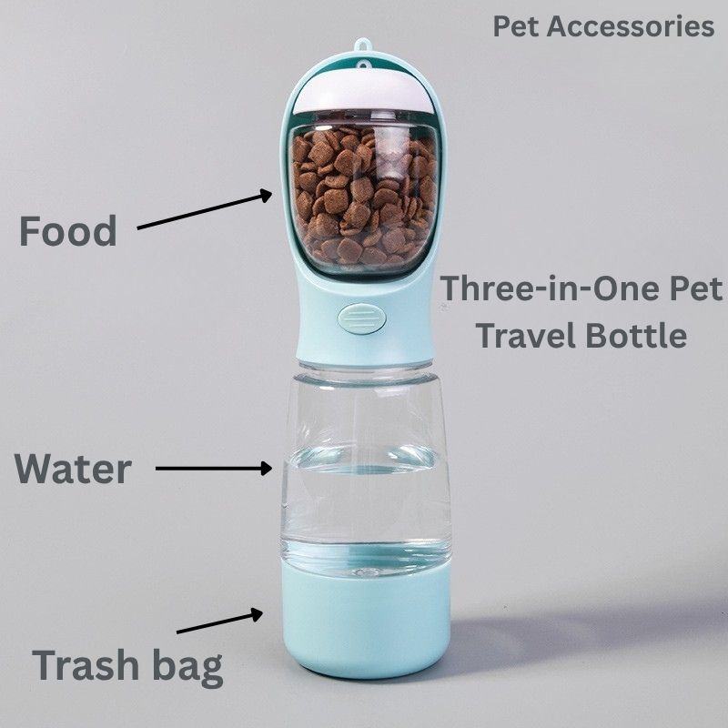 3-in-1 Pet Water Bottle with Bowl & Waste Bag Holder – Portable & Leak-Proof for Dogs & Cats - The Fur Hub