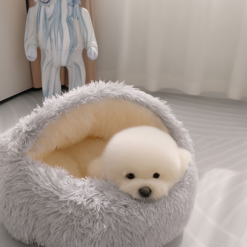 Premium Fluffy Plush Shell Pet Bed - The Fur Hub